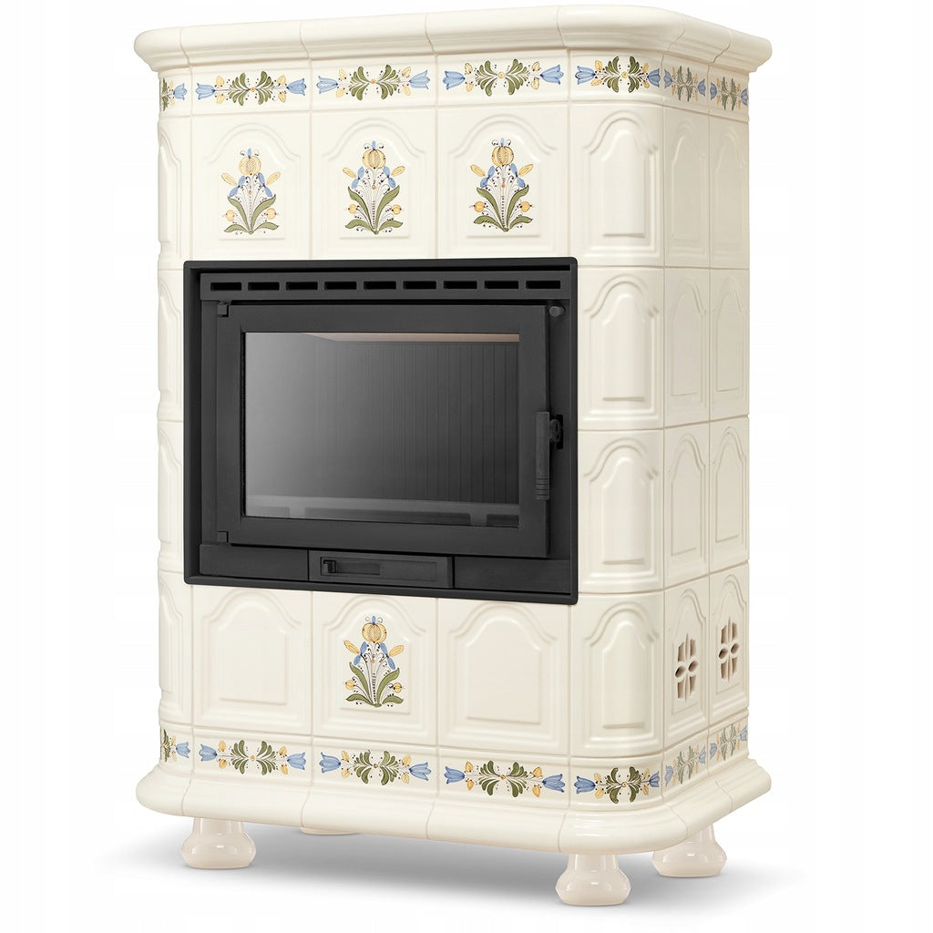Piec Kominek Kaflowy Ceramiczny Koza 13kW Piecyk Beżowy Obudowa Kominkowa