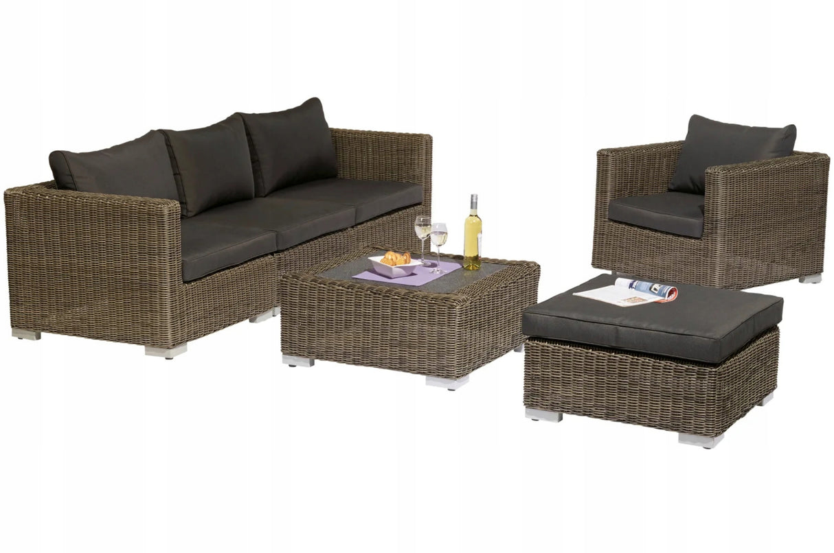 Fotel Ogrodowy Narożny Aluminium Technorattan Nature Dark 86x86x66 cm