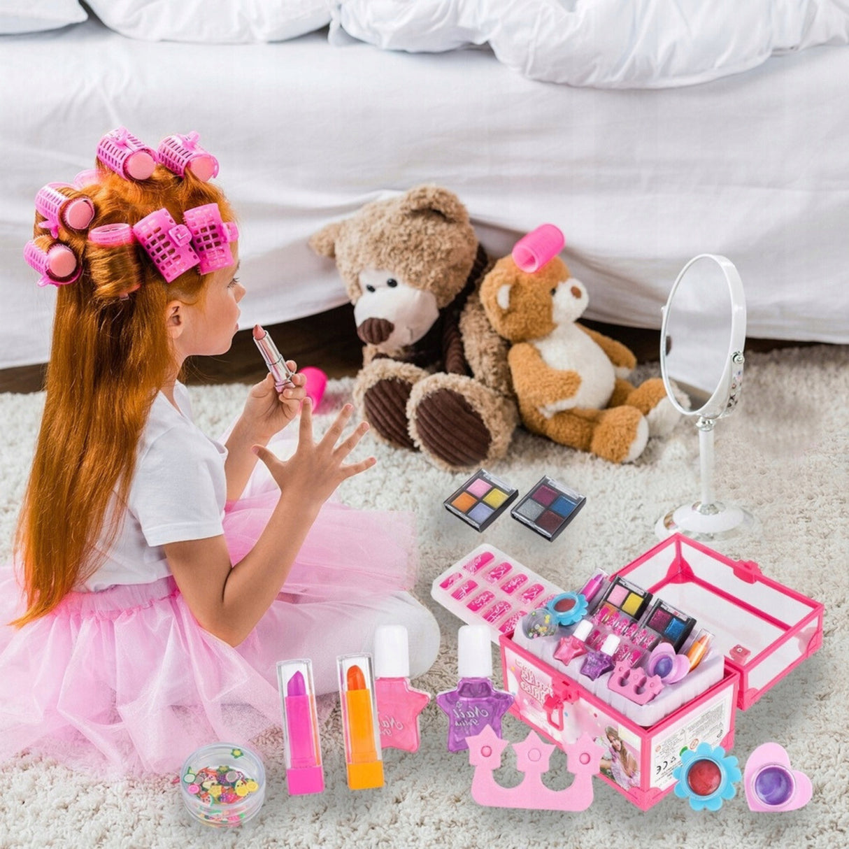 Zestaw Manicure w Kuferku dla Dzieci do Malowania Make Up Lakiery Paznokcie