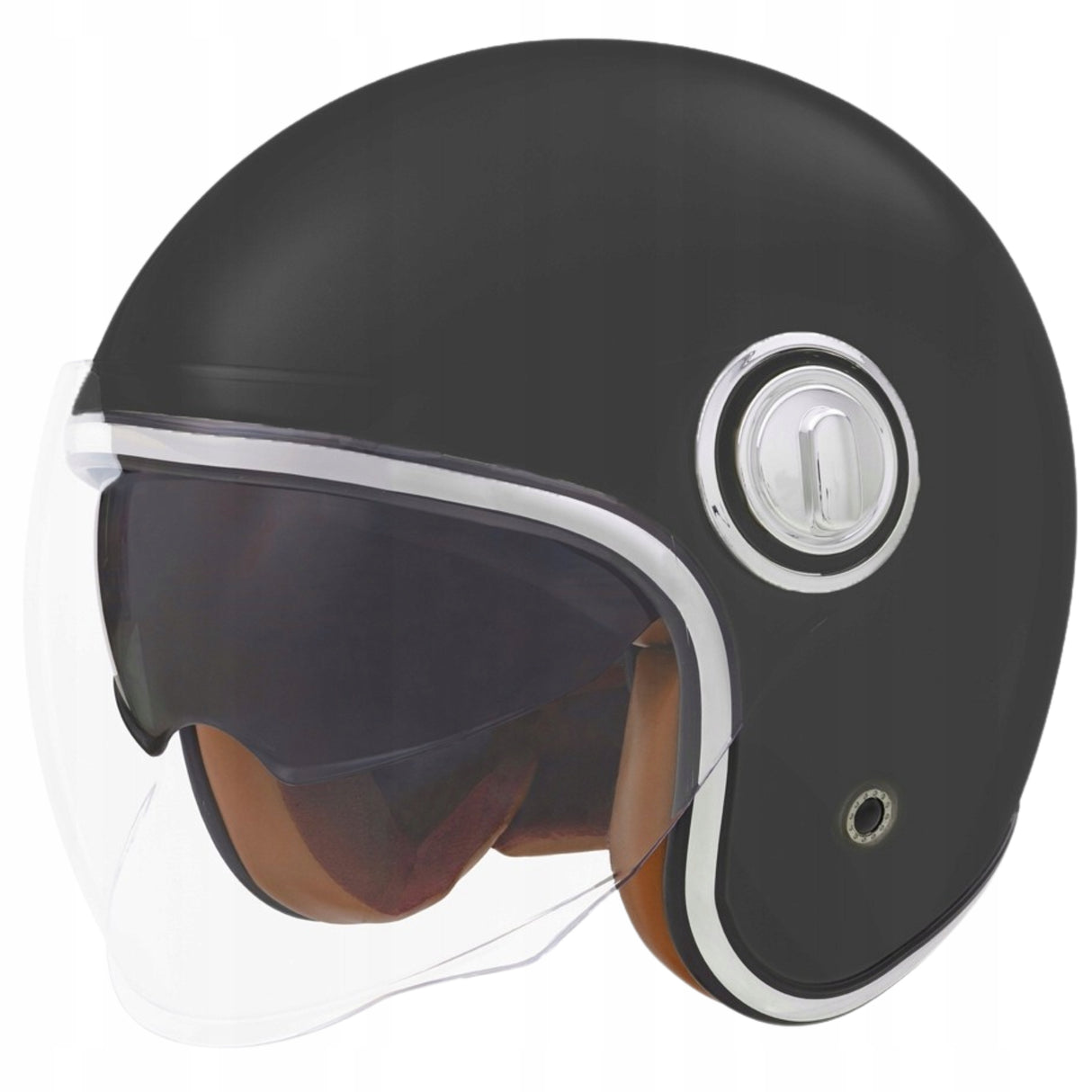 Kask Motocyklowy Elegancki Premium Neo-Retro Nox XL Czarny Mat Skóra Beż