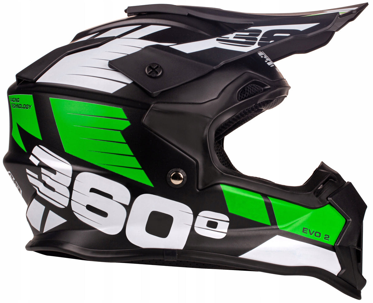 Kask Cross Enduro XXS Homologacja EU Lekki Deflektor MTB Quad Zielony