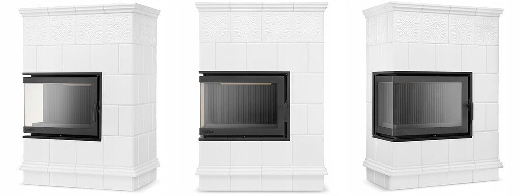 Piec Kominek Koza Ceramiczny Kaflowy Narożny 14kW Biały Obudowa Kominkowa