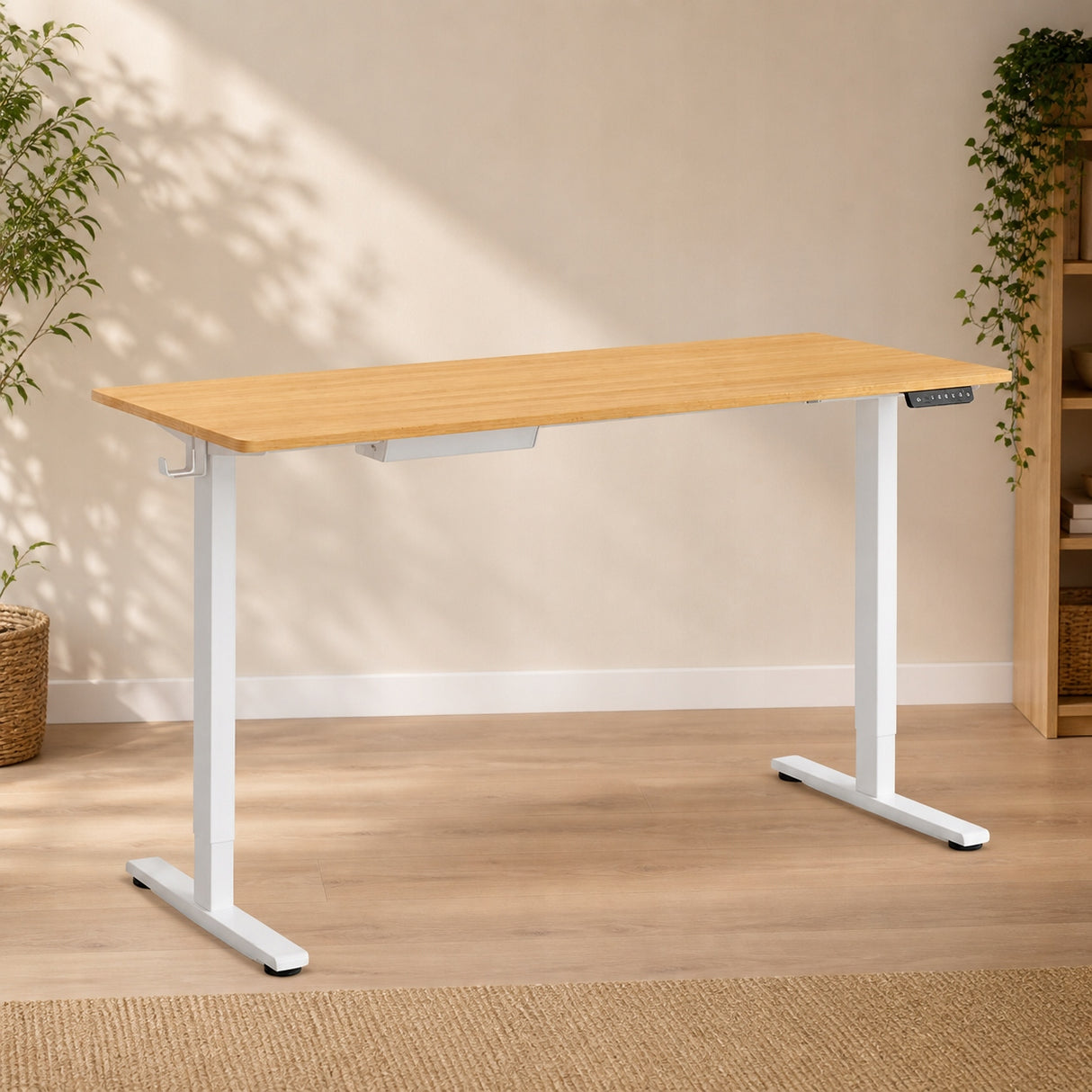 Stół z Regulacją Wysokości EB1M-1106-EU Biały/Klonowy 110 x 60 cm do 60 KG