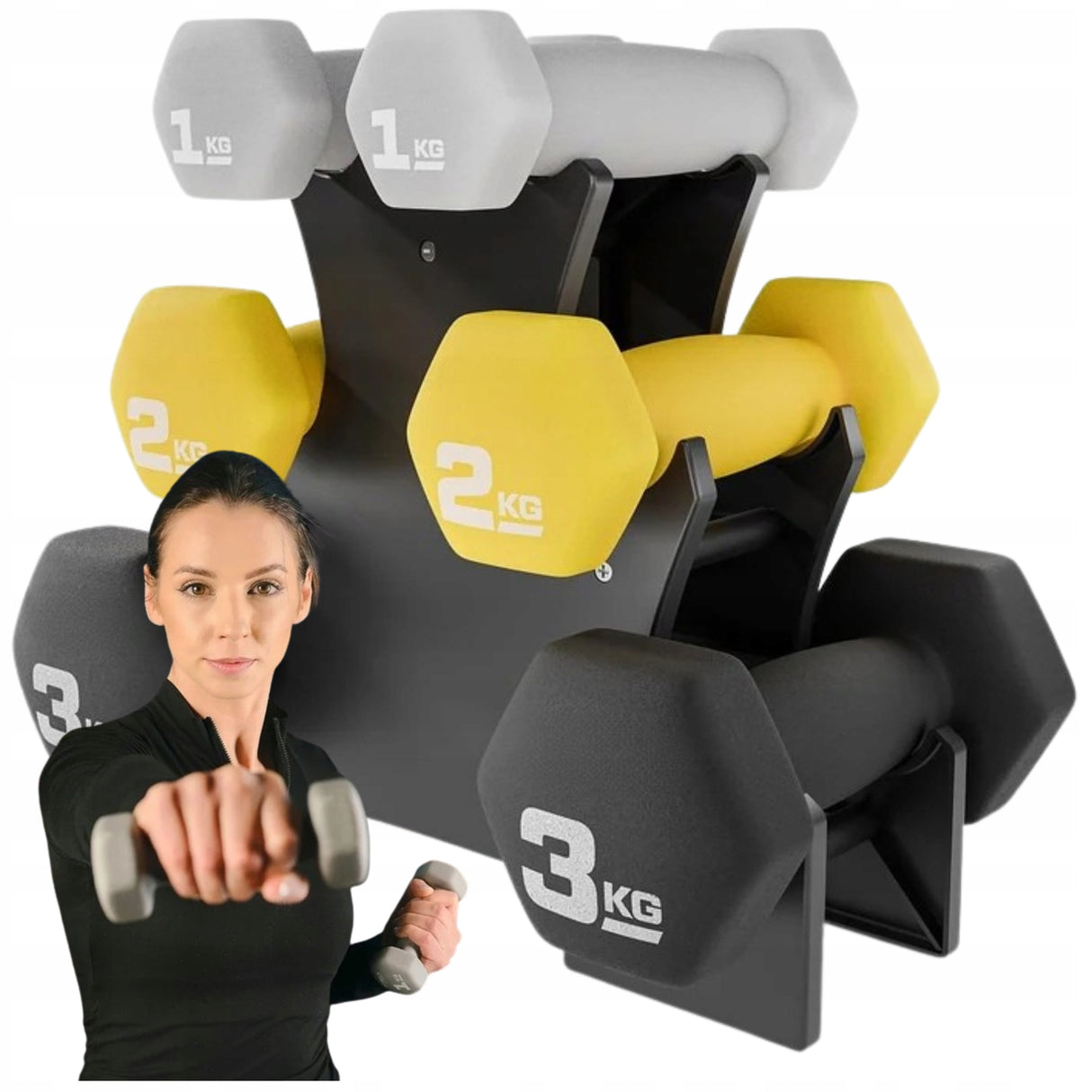 Hantle do Ćwiczeń Ciężarki Fitness Hantelki Zestaw Hantli Ciężarków Stojak