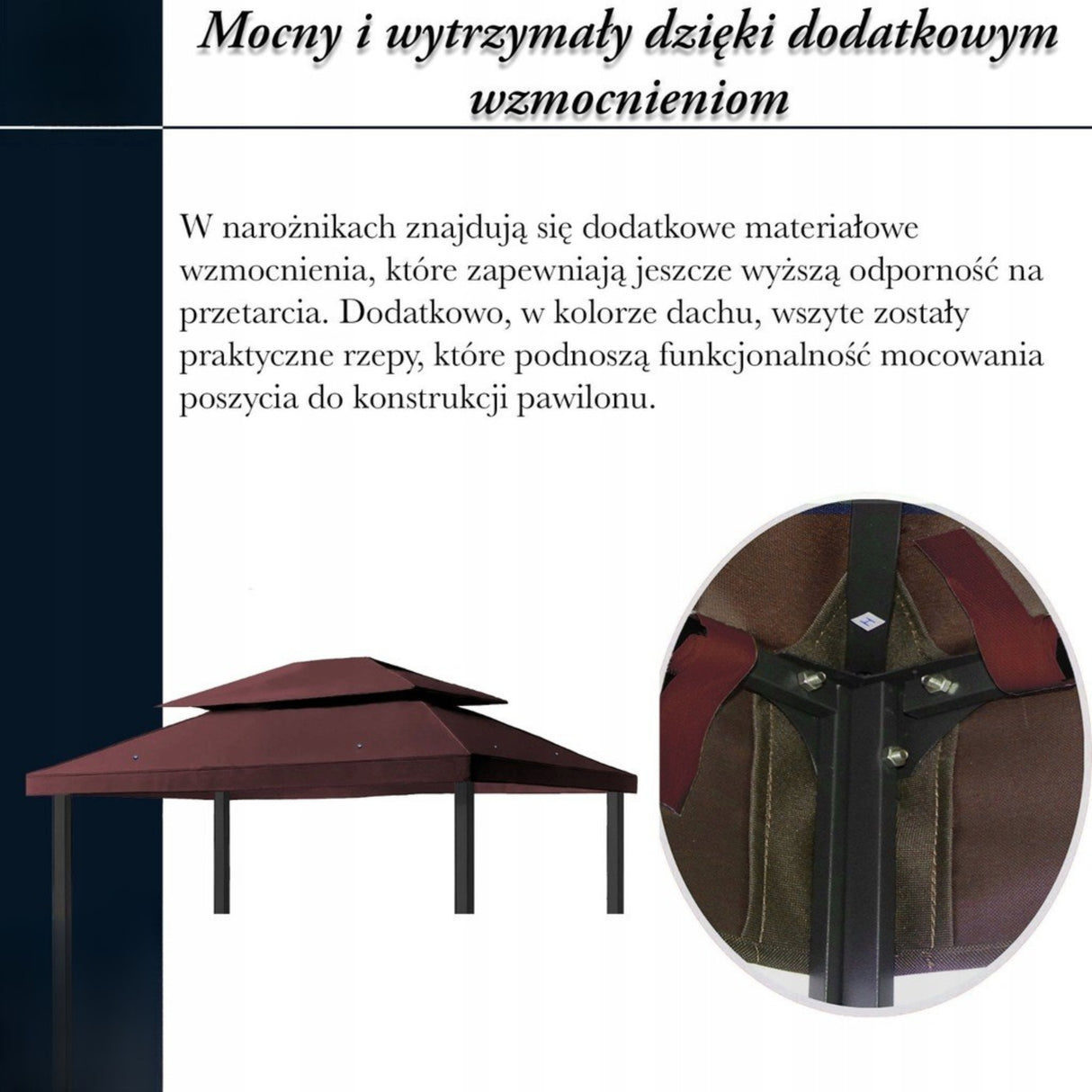 Dach Pawilon Poszycie Wodoodporny M5 4x3m z Kominem do Cyrkulacji Brązowy