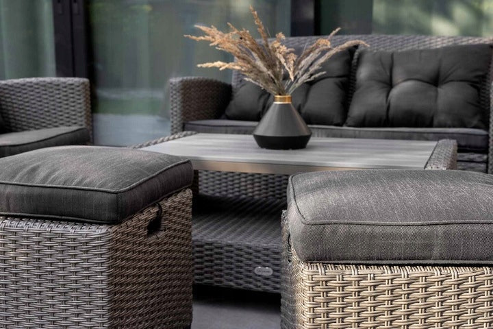 Zestaw Mebli Ogrodowych technorattan sofa fotele stolik puf koc gratis