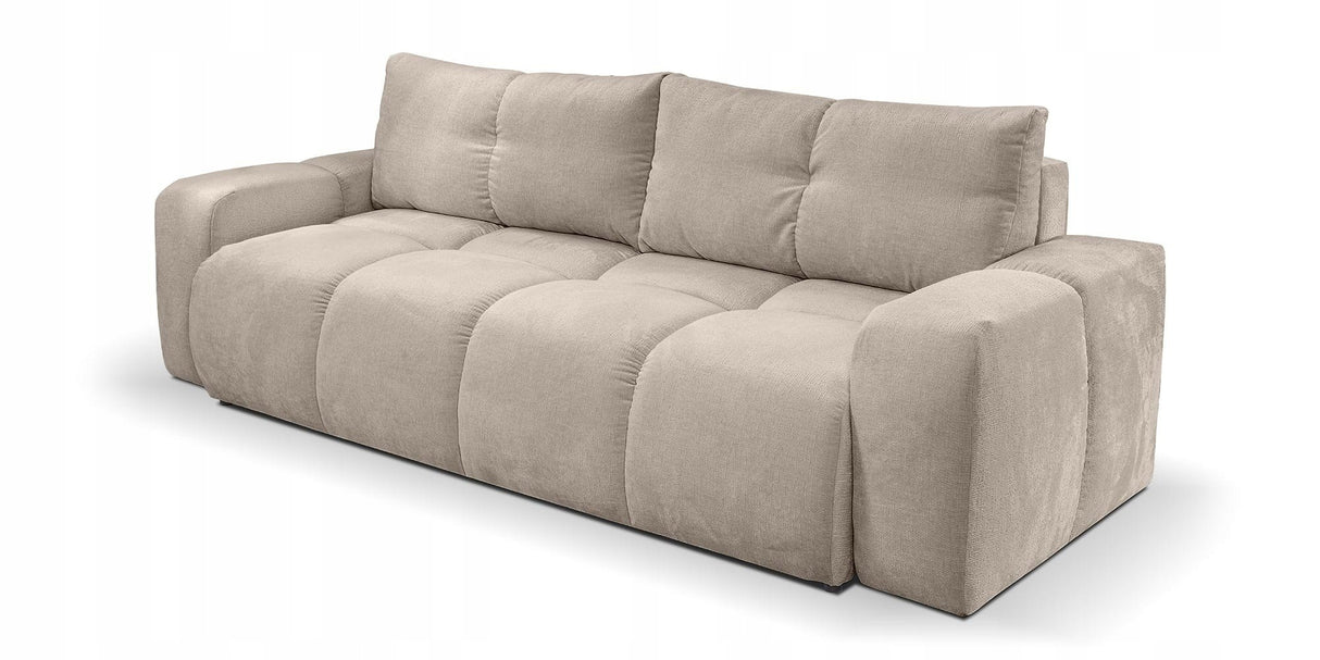Sofa z Funkcją Spania i Pojemnikiem Beżowa Tkanina Perfect Harmony 59