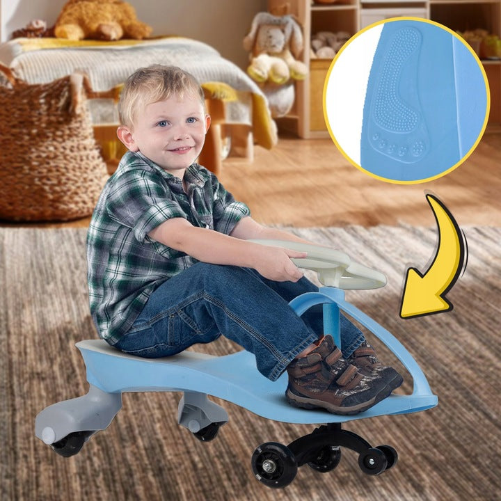 Jeździk Grawitacyjny Dla Dzieci Świecące Kółka Niebieski 12M+ Stabilny 50Kg