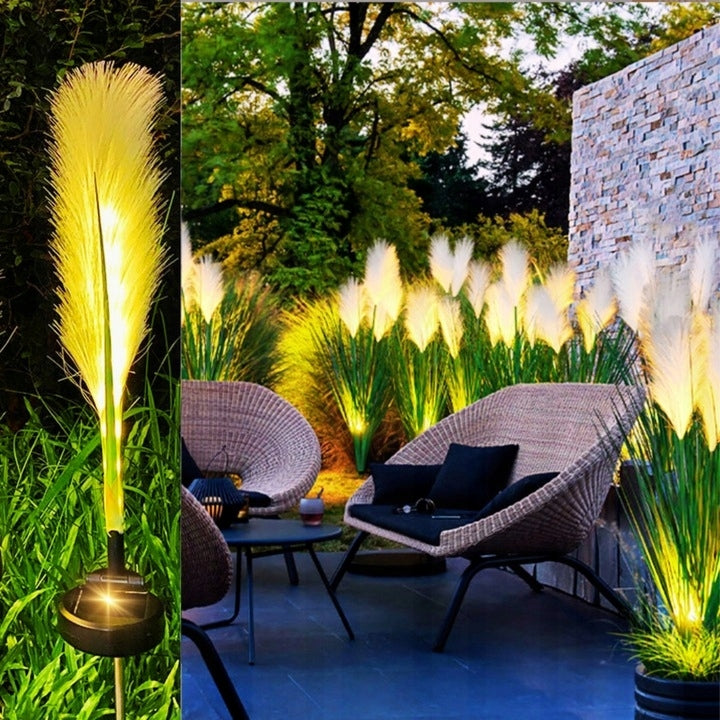 LAMPA OGRODOWA SOLARNA LED TRAWA PAMPASOWA ŚWIETLNA WBIJANA OZDOBA 2 Sztuki