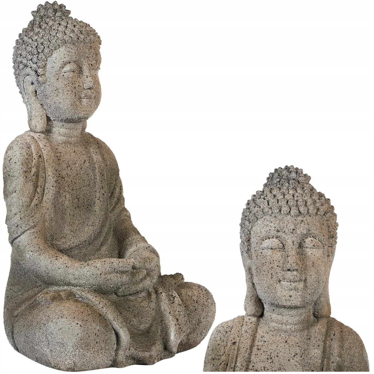 Rzeźba Ogrodowa Dekoracyjna do Ogrodu Wnętrza Ozdobna Budda Szary Figurka