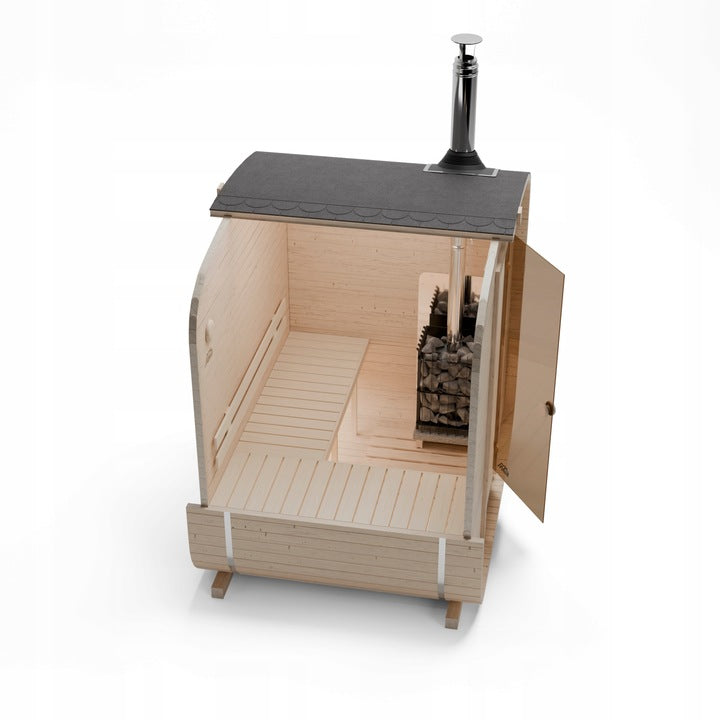 Sauna Ogrodowa z Piecem HARVIA VEGA BC60 Quadro 185 cm Szwedzkie Drewno