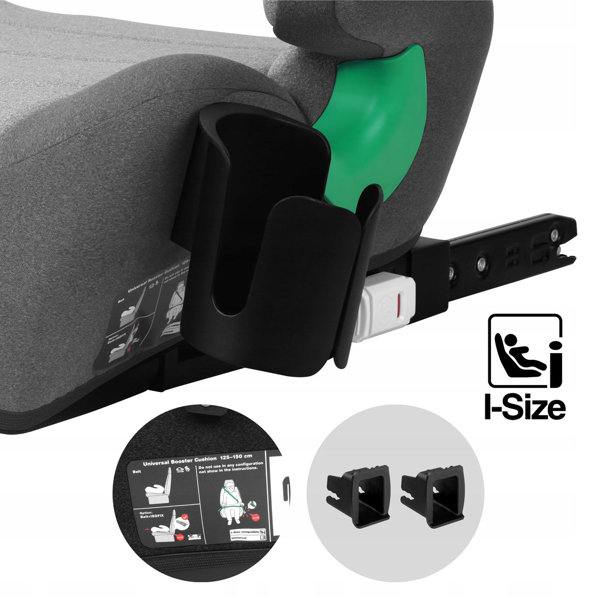 Fotelik Samochodowy Podstawka ISOFIX Szary i-Size 15-36 kg 125-150 cm