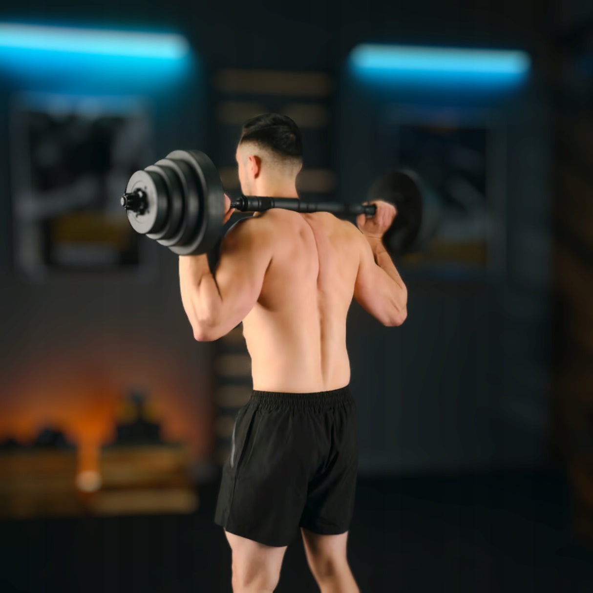 Hantle Bitumiczne Regulowane Zestaw Hantli 40kg 2x20kg Sztanga Czarna