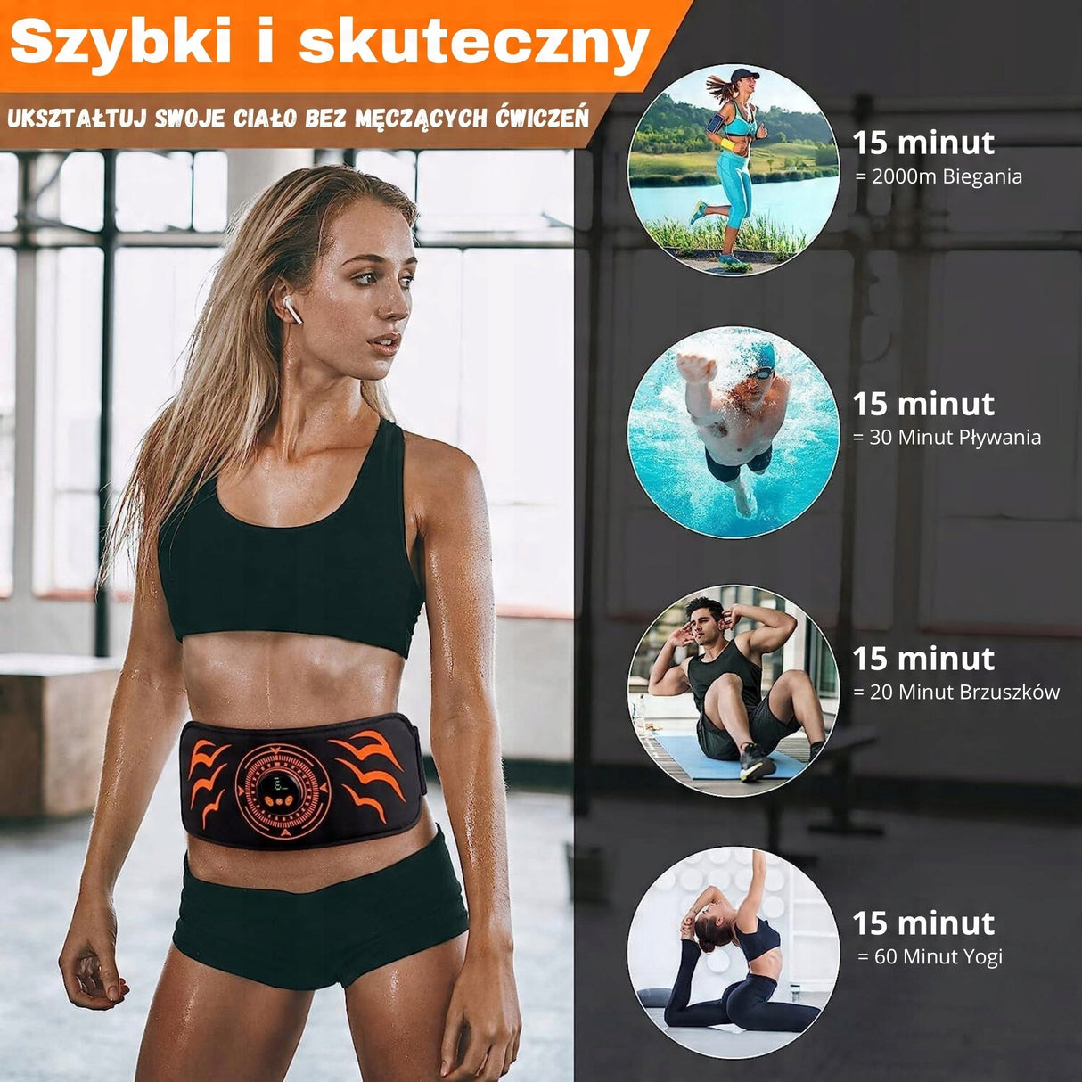 ElektroStymulator Mięśni Brzucha Pas Odchudzający ABS 6 Trybów UNIWERSALNY