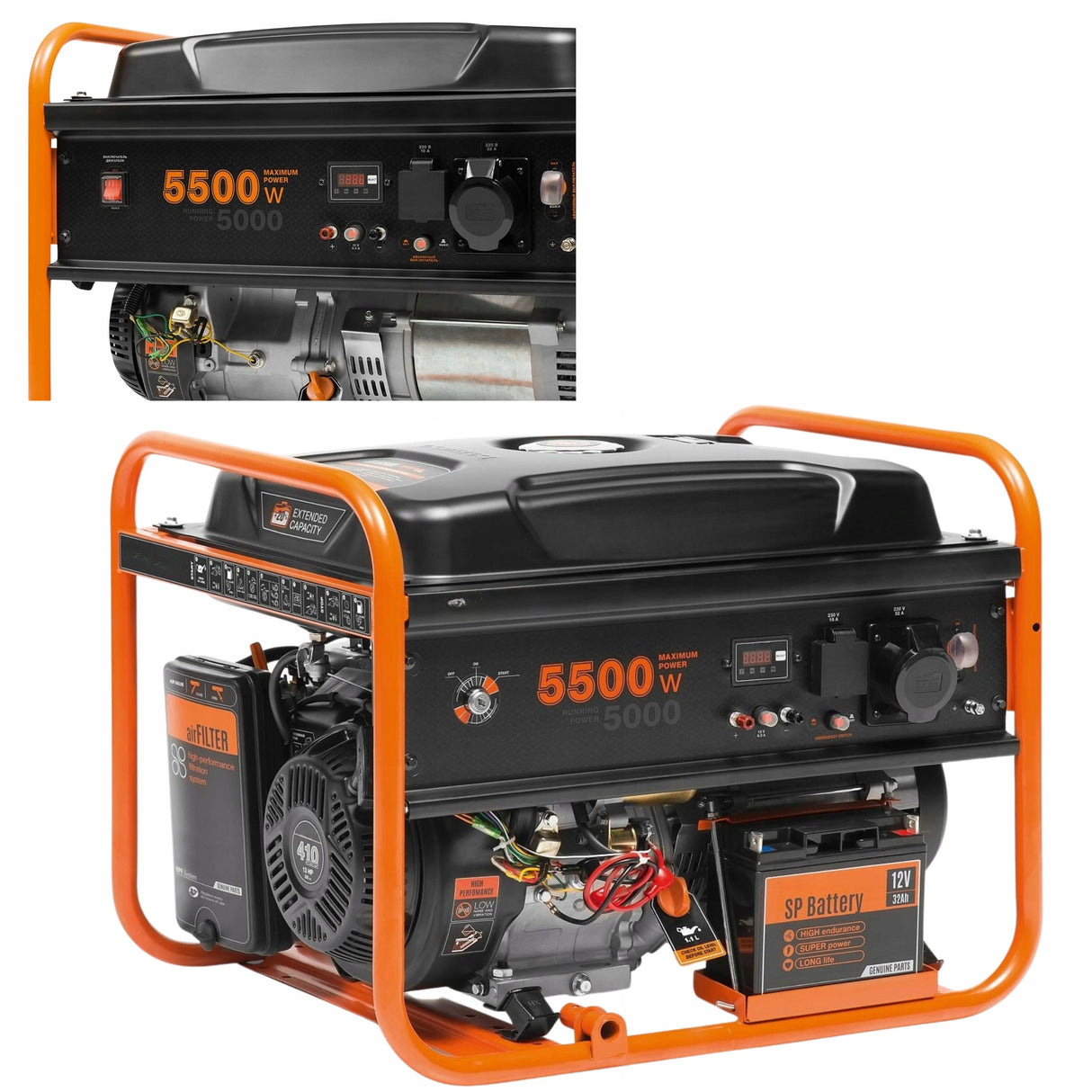Agregat Generator Prądu Benzynowy 5.5kW 230V AVR Jednofazowy 2 Gniazda