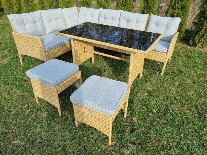 Zestaw Mebli Ogrodowych technorattan Garden beżowy 5 el. Komplet POVES