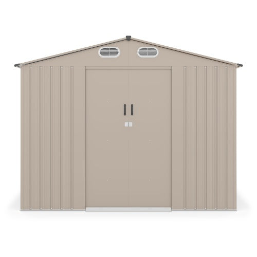 Domek Ogrodowy z Dwuspadowym Dachem Metalowy Beżowy 240x180cm 4,37m² POVES