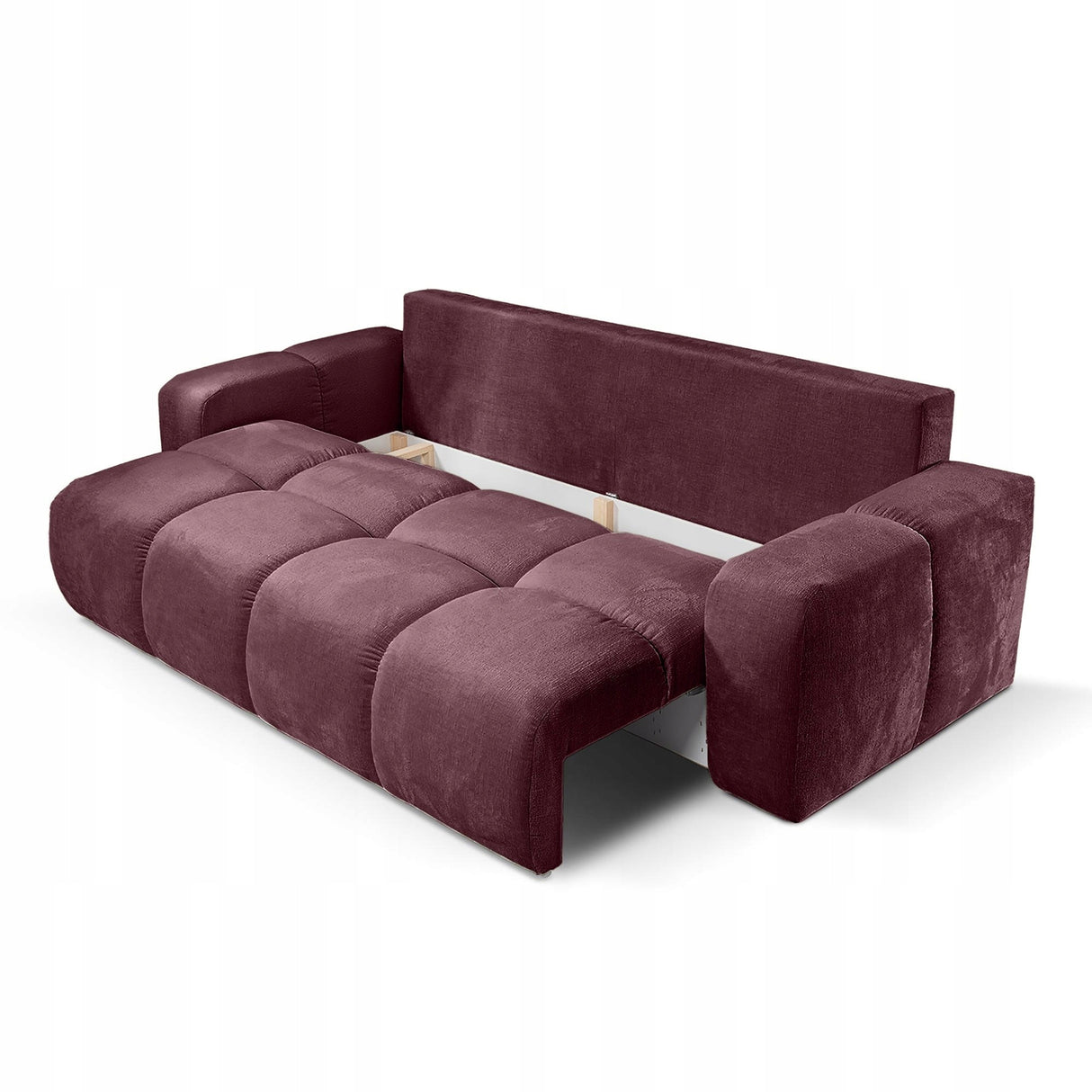 Sofa z Funkcją Spania i Pojemnikiem Burgundowa Tkanina Perfect Harmony 59
