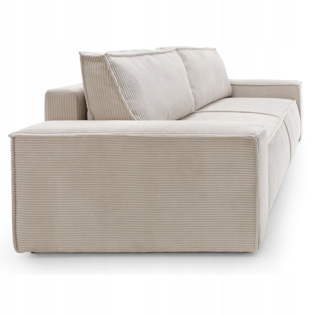 Sofa Rozkładana z Pojemnikiem na Pościel Sztruksowa Jasnobeżowa 257x102cm