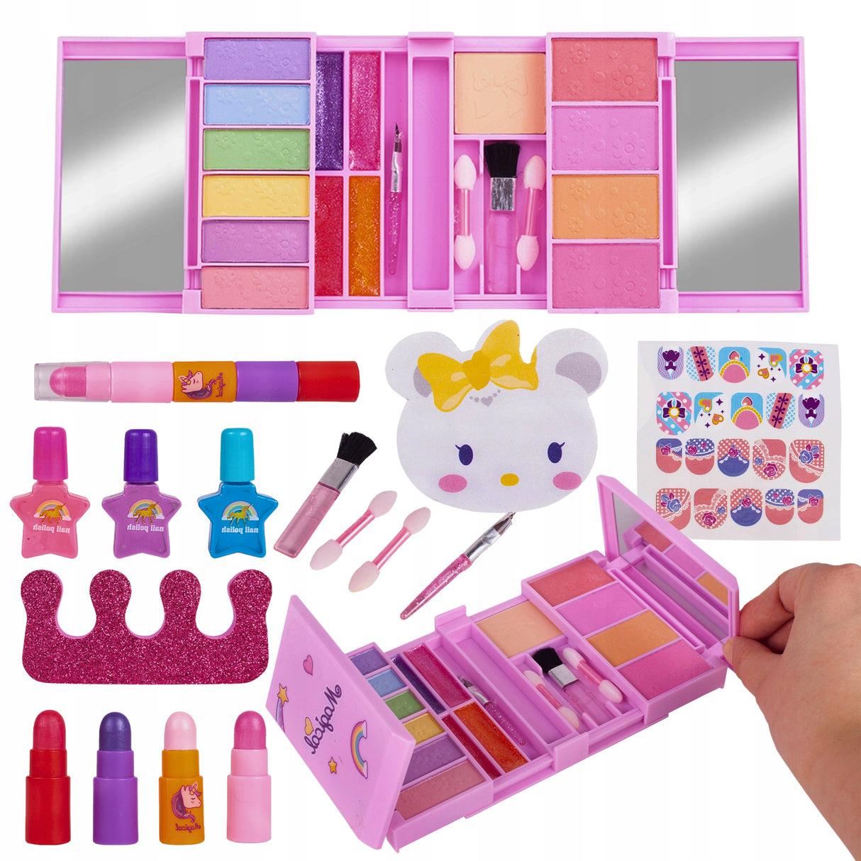 Zestaw do Makijażu Paznokci Kosmetyki Cienie Lakiery Hello Kitty dla Dzieci