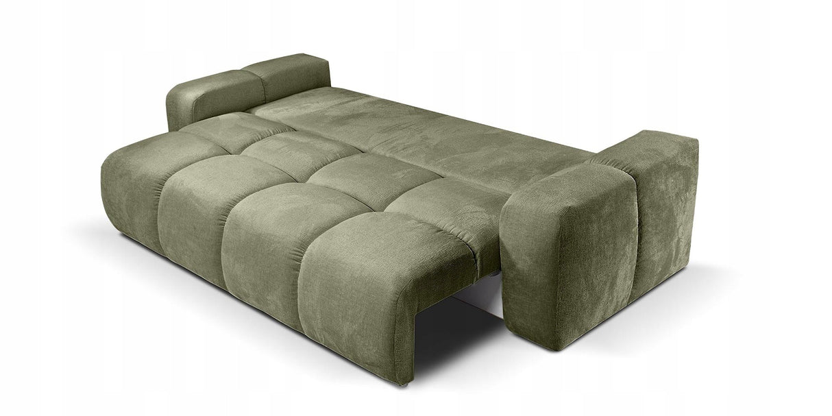 Sofa z Funkcją Spania Pojemnikiem Oliwkowo-Zielona Tkanina Perfect Harmony