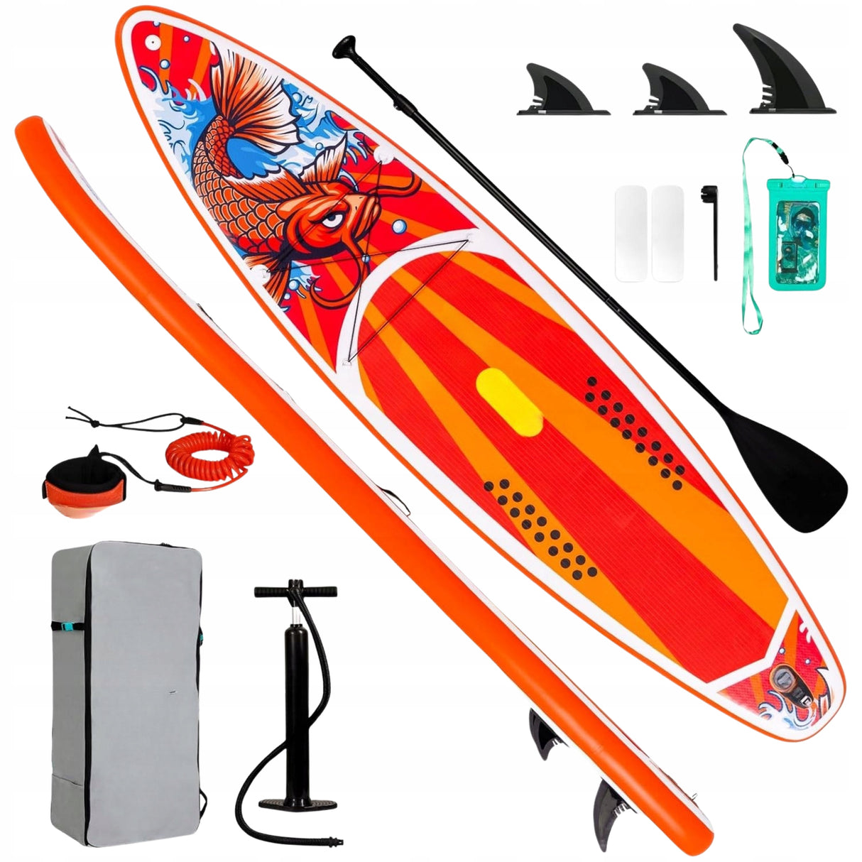 Nadmuchiwana Deska Wiosłowa Stand Up Paddle Pomarańczowa z Akcesoriami
