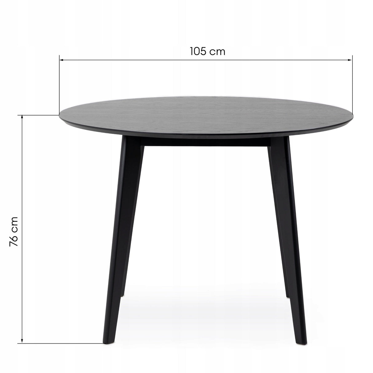 Stół do Jadalni Okrągły Fornirowany Naturalny Odcień Czarny 105cm