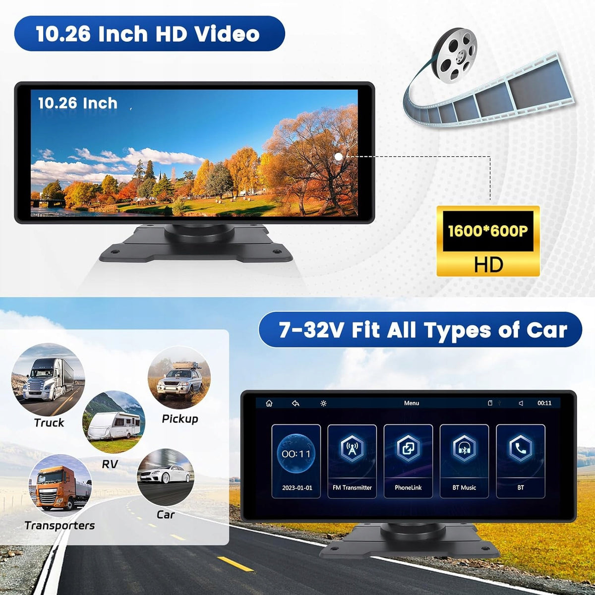 Radio Samochodowe A3432 CARPLAYER Bluetooth FM EQ AirPlay Mirrorlink 10,26"