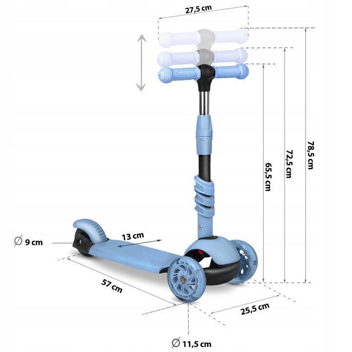 Hulajnoga Dla Dzieci Trójnoga Trójkołowa Jeździk 3w1 Balansowa Blue LED
