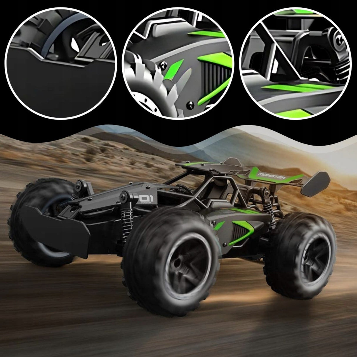 Samochód na Pilota Zdalnie Sterowany Monster Wytrzymały Drift Auto Duży RC