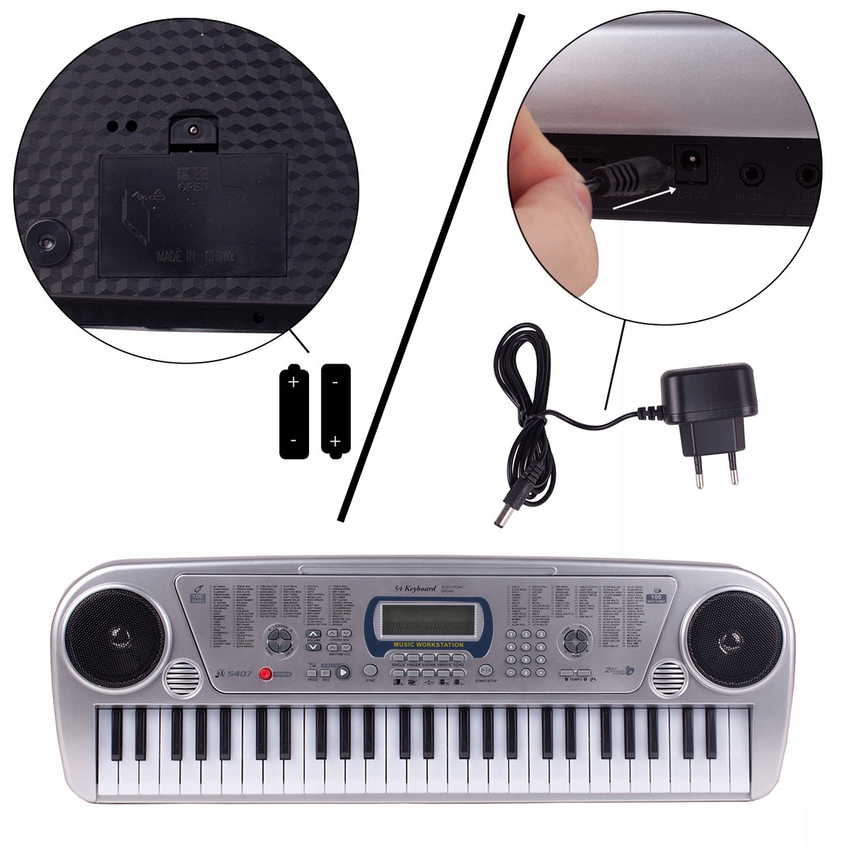 Keyboard Pianinko z Mikrofonem Organy 54 Klawisze do Grania Wyświetlacz Led