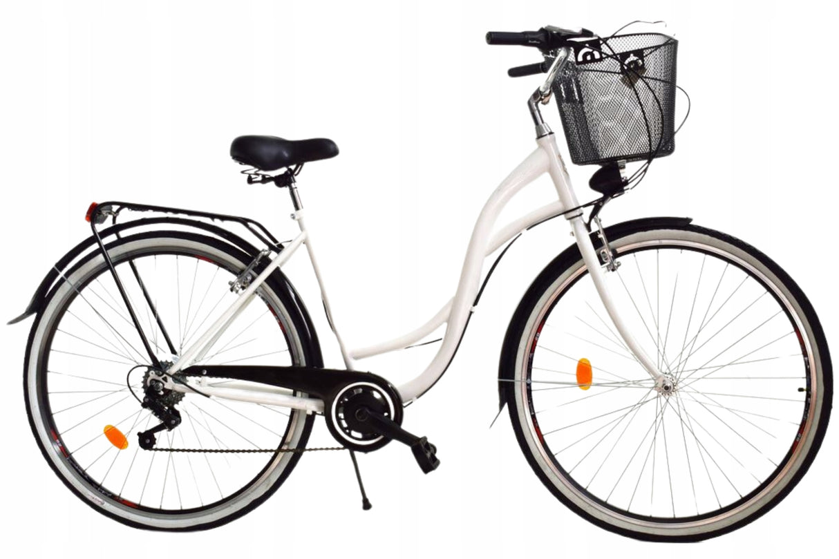 Rower Miejski Damski Lekki Aluminiowy Przerzutki Bagażnik | Koła 28" Biały