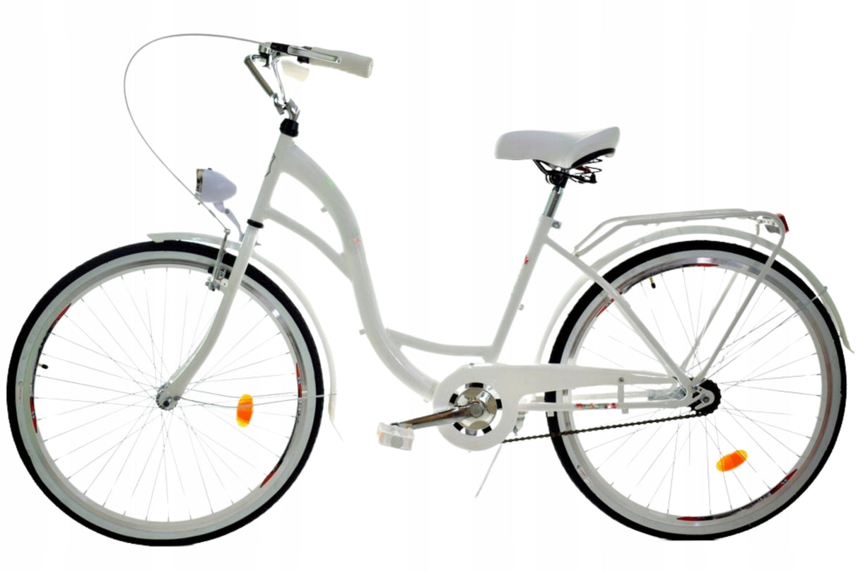 Rower Miejski Damski Lekki Aluminiowy Przerzutki Bagażnik | Koła 28" Biały