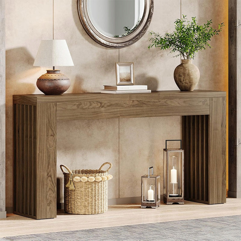 Drewniany Stolik Konsolowy 29,8x147,7x81,5cm Brązowy HOGA-YC0002 Płyta MDF