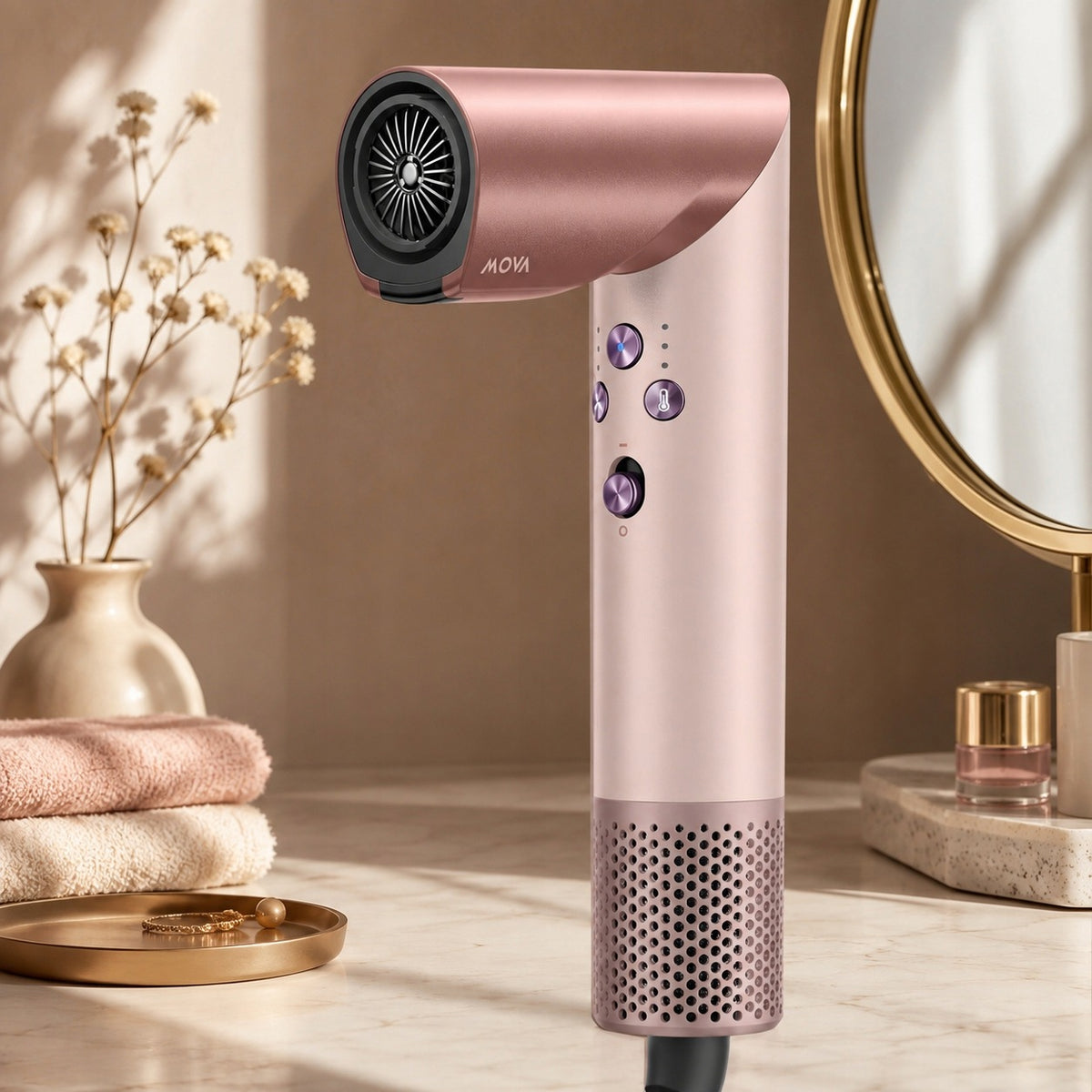 Suszarka do Włosów Lokówka Mova Master 10 Sakura 1600W Różowa Stylizacja