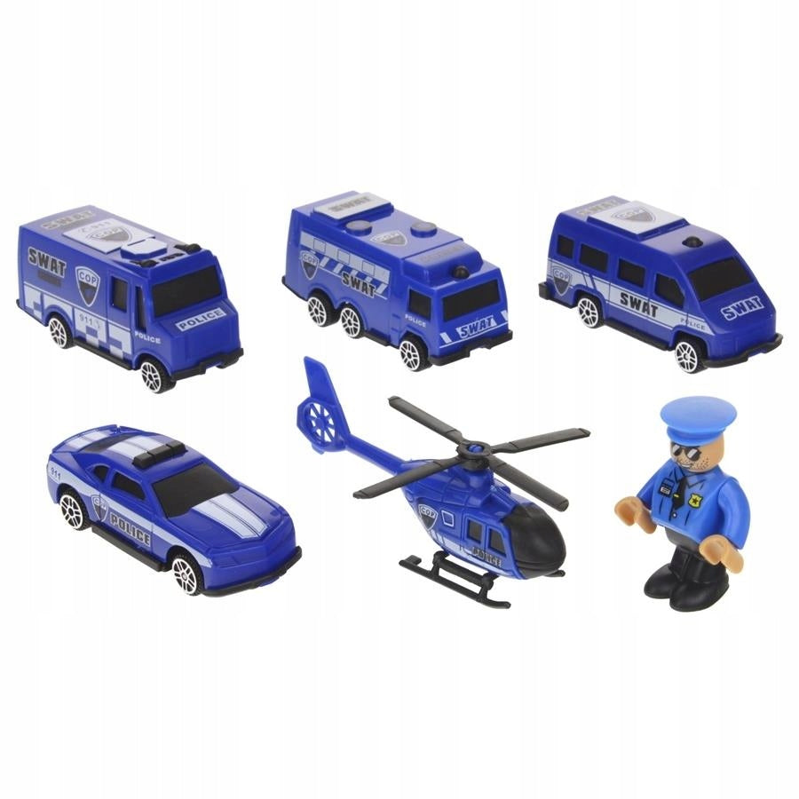 Kolejka Lokomotywa Elektryczna Tory Policja + 4 Autka Pociąg na Baterie