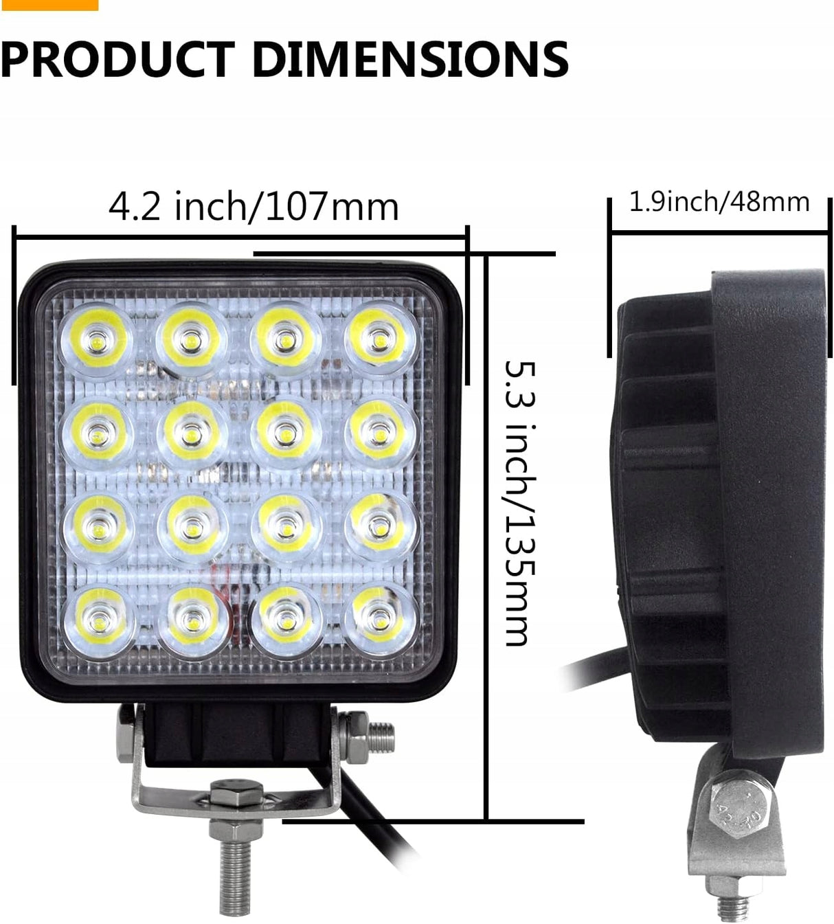 RIGIDON 2 szt. LED Reflektory 48W 4 cale, 12V/24V, 6000K dla 4x4, SUV