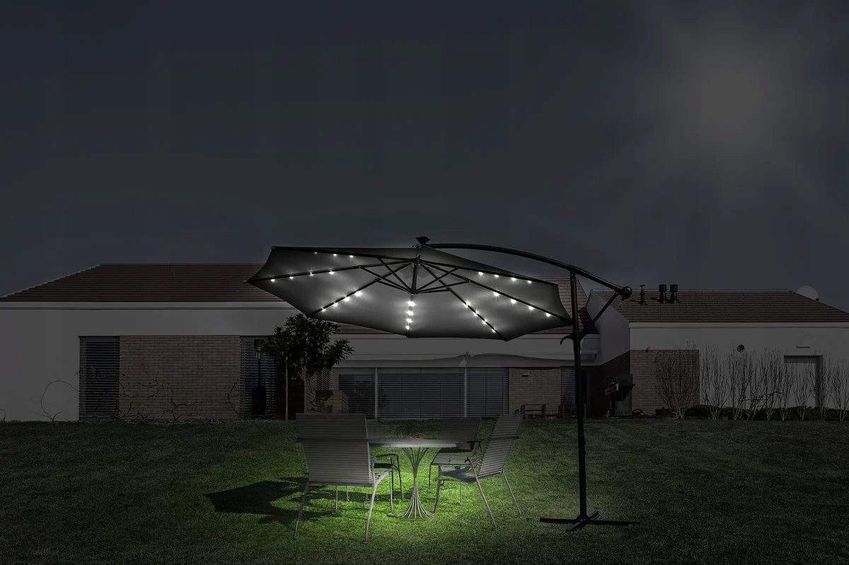Parasol Tarasowy Lehmann Flash 350 cm Wysięgnik I Pokrowiec Regulowany LED