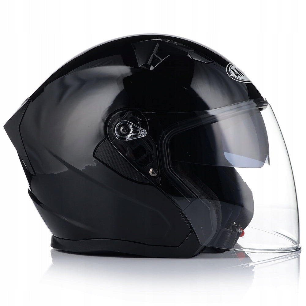 Kask Motocyklowy Otwarty Ochronny Chopper Skuter Czarny Połysk Rozmiar L