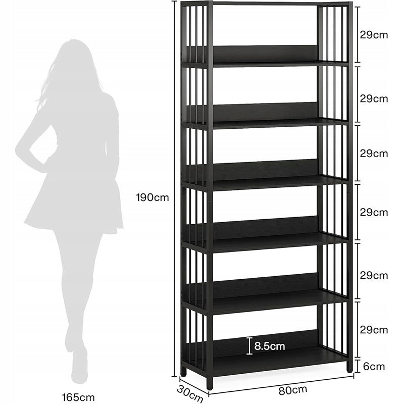 Regał 6-Poziomowy 190x80x30cm 2 Sztuki Czarny HOGA-YS0238 Przestronne Półki