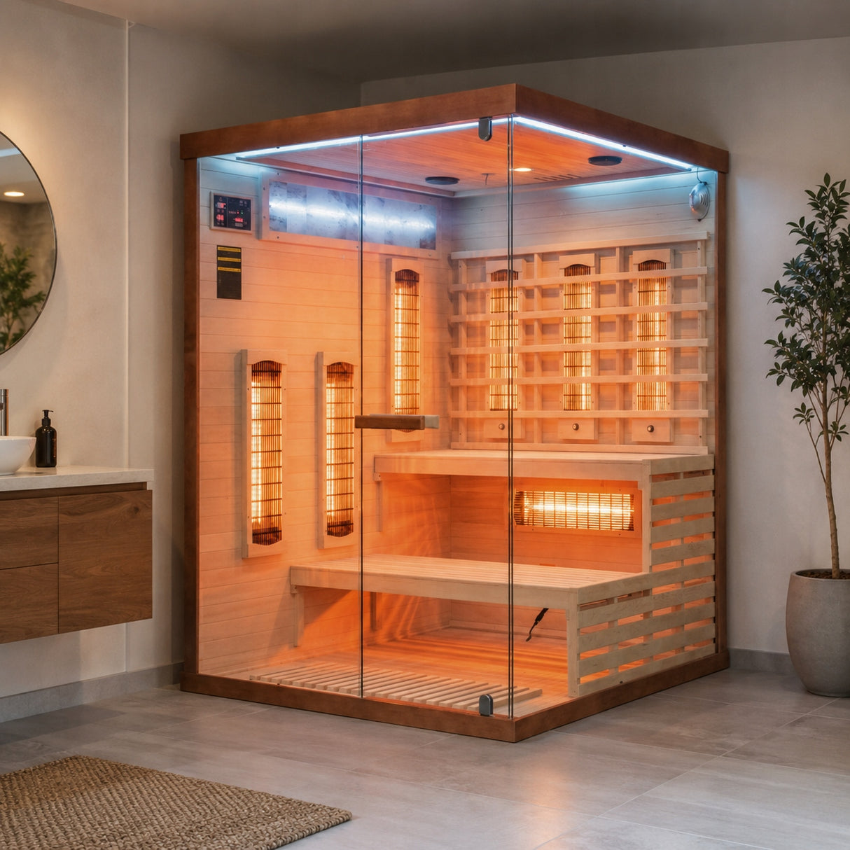 Sauna Trzyosobowa Narożna Domowe Spa na 3 Osoby Brązowa Therma Lux Relaks