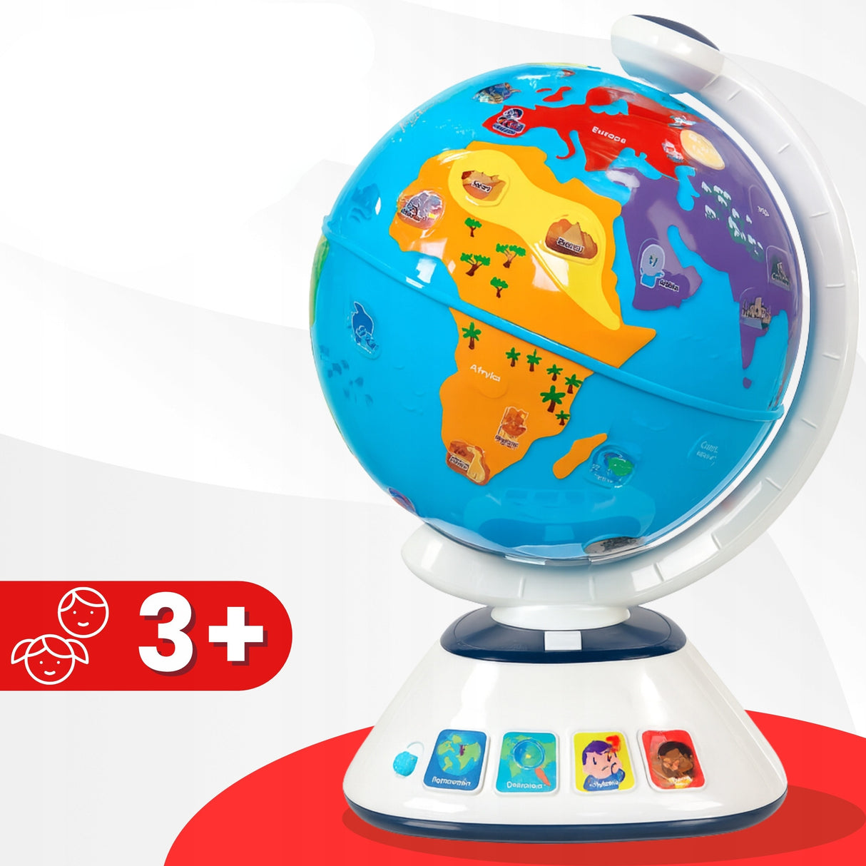Edukacyjny Interaktywny Nauka Świata Świeci Quiz 3+ 48 Funkcji Globus