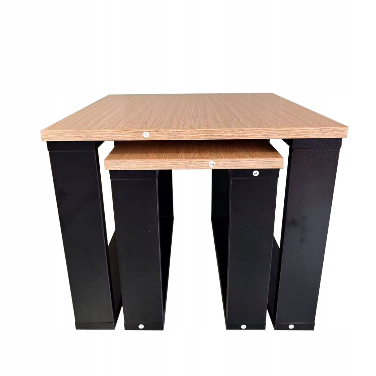 Stolik Kawowy Dąb Naturalny Loft Zestaw Kwadratowy 50x50cm 50x30cm
