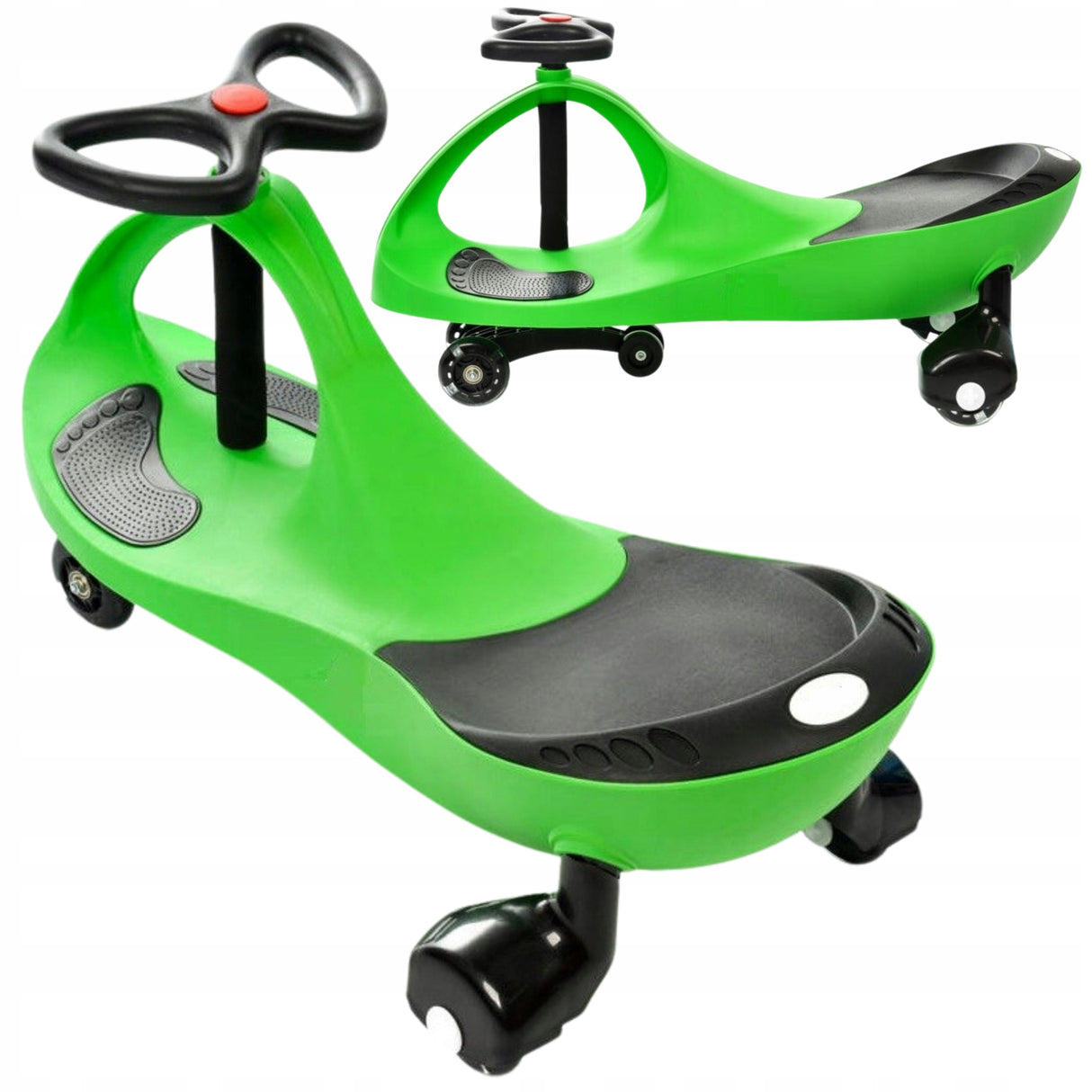Jeździk Grawitacyjny Koła Led Crazy 120 Kg Twist Car Zielony + Klakson