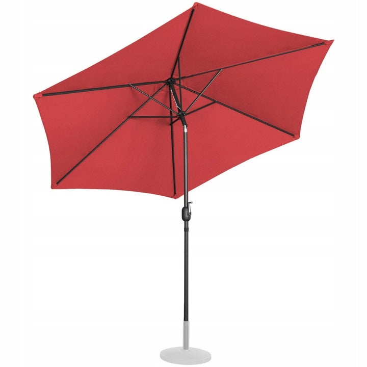 Duży Okrągły Parasol Ogrodowy Balkonowy Uchylny Z Korbką Śr.300Cm Bordowy