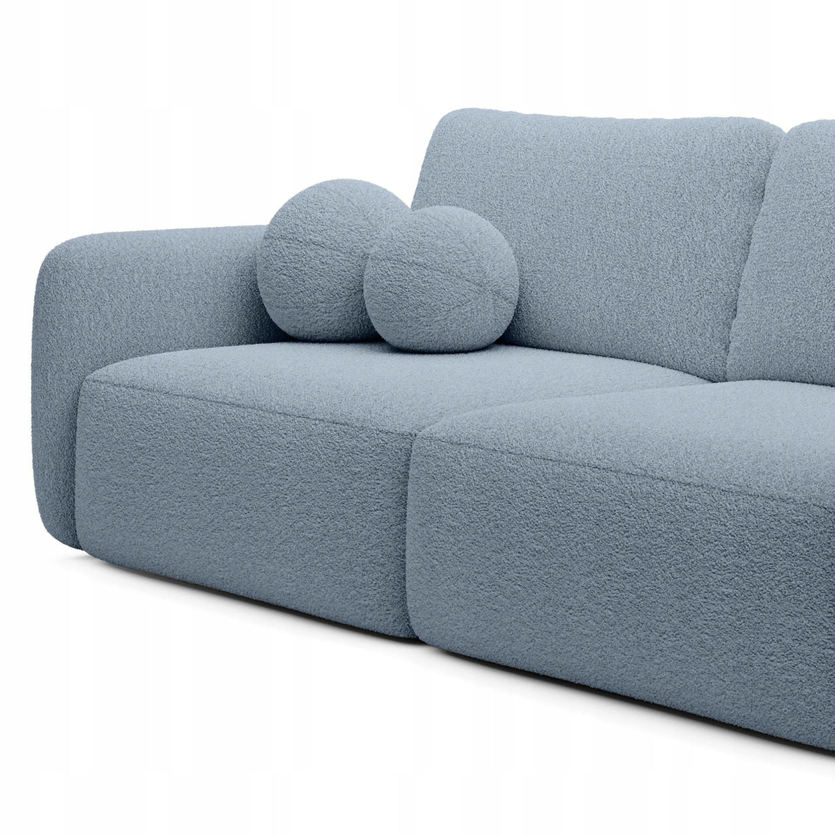 Sofa Rozkładana z Funkcją Spania Pojemnikiem Niebieska 238x103cm Tkanina