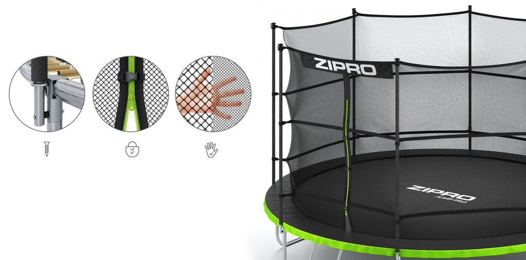 Trampolina ogrodowa z siatką wewnętrzną dla dzieci 304-312cm 10FT POVES