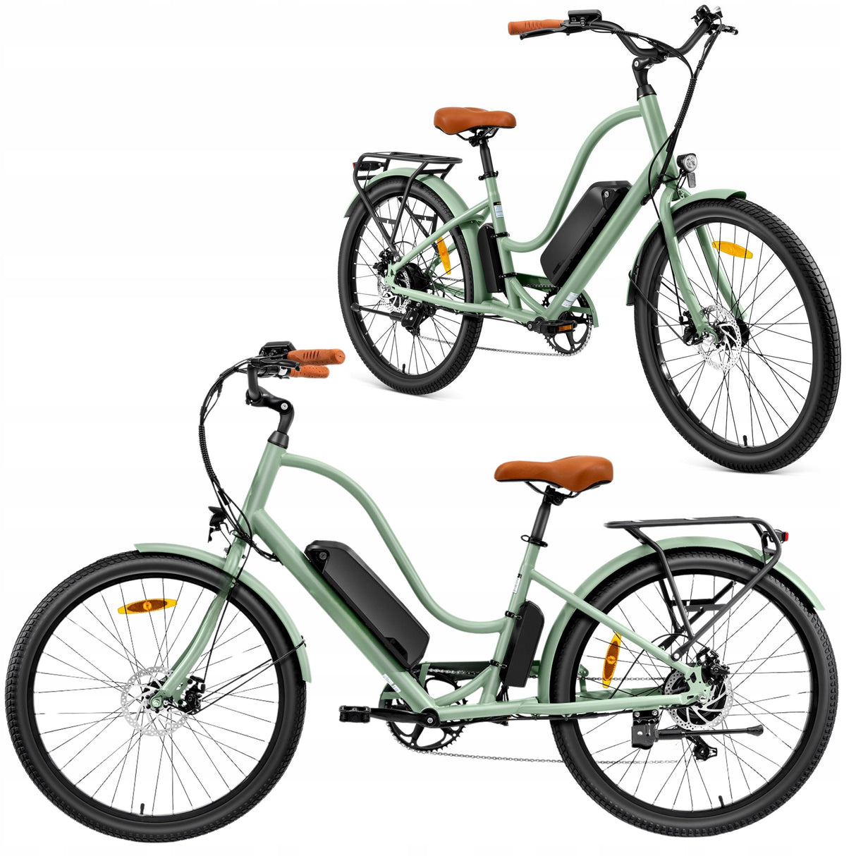 Rower Elektryczny Trekkingowy Zielony 250W 36V 15.6Ah 25km/h Koło 26" Cali