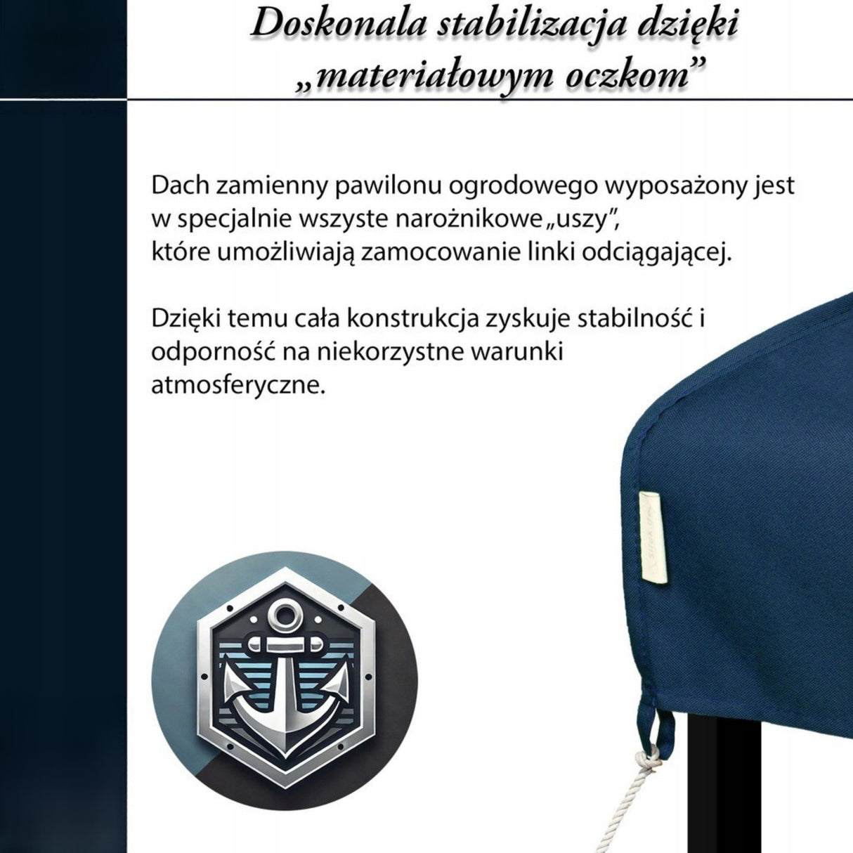Dach Pawilon Poszycie Wodoodporny M5 Niebieski 4x3m z Kominem do Cyrkulacji