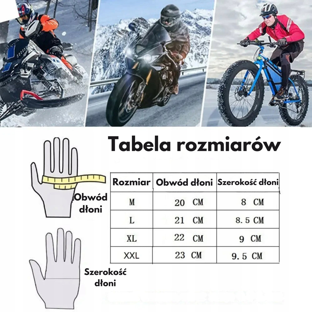 Rękawice Motocyklowe Antypoślizgowe Odporne do Ekranu Dotykowego Rozmiar M